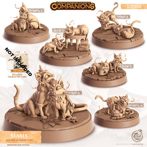 Siamese Twins Cats Companion Miniature | Bare A - Tabletop RPG & D&D miniature. Perfect for wargaming & collectors