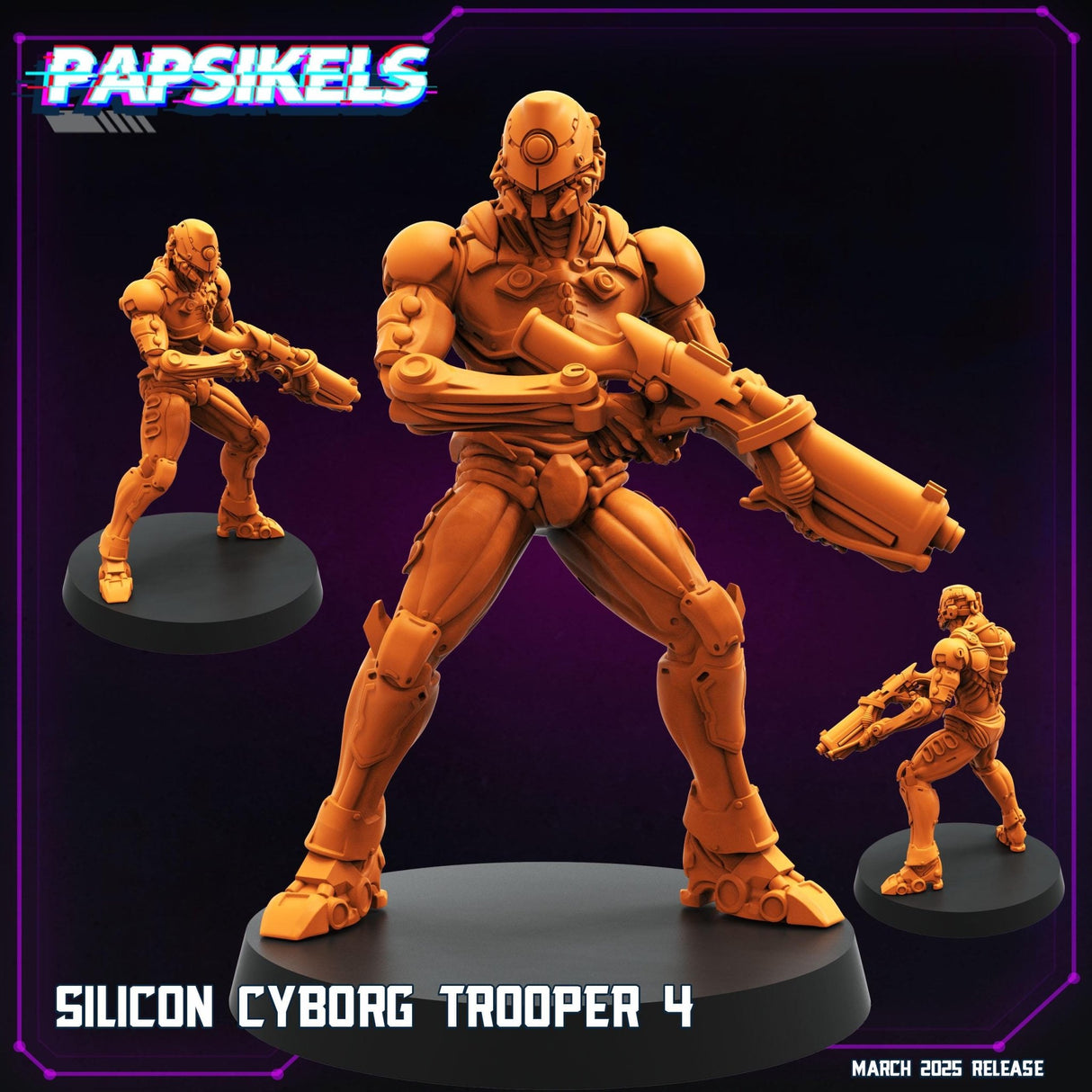 Silicon Cyborg Troopers Miniature | Cyborg Trooper 4 - Tabletop RPG & D&D miniature. Perfect for wargaming & collectors