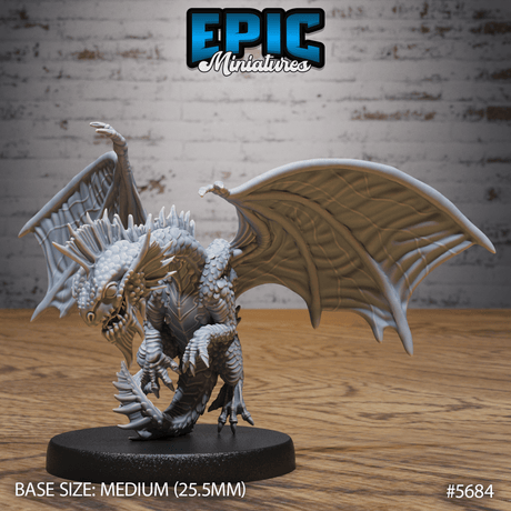 Silver Dragon Wyrmling Miniature | B - Tabletop RPG & D&D miniature. Perfect for wargaming & collectors