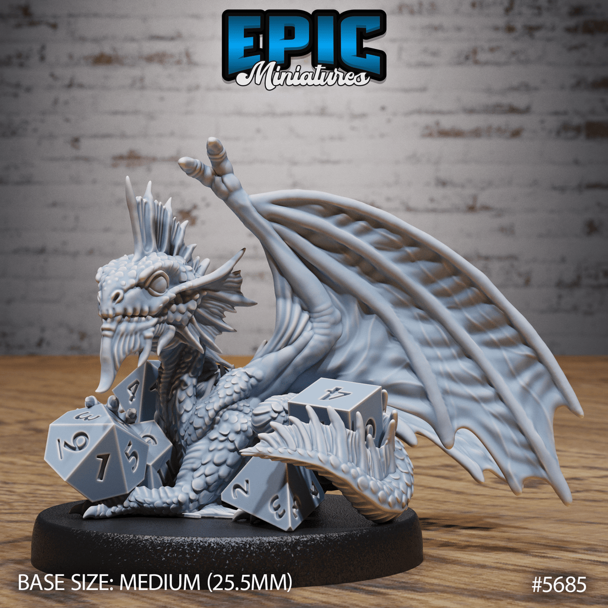 Silver Dragon Wyrmling Miniature | C - Tabletop RPG & D&D miniature. Perfect for wargaming & collectors