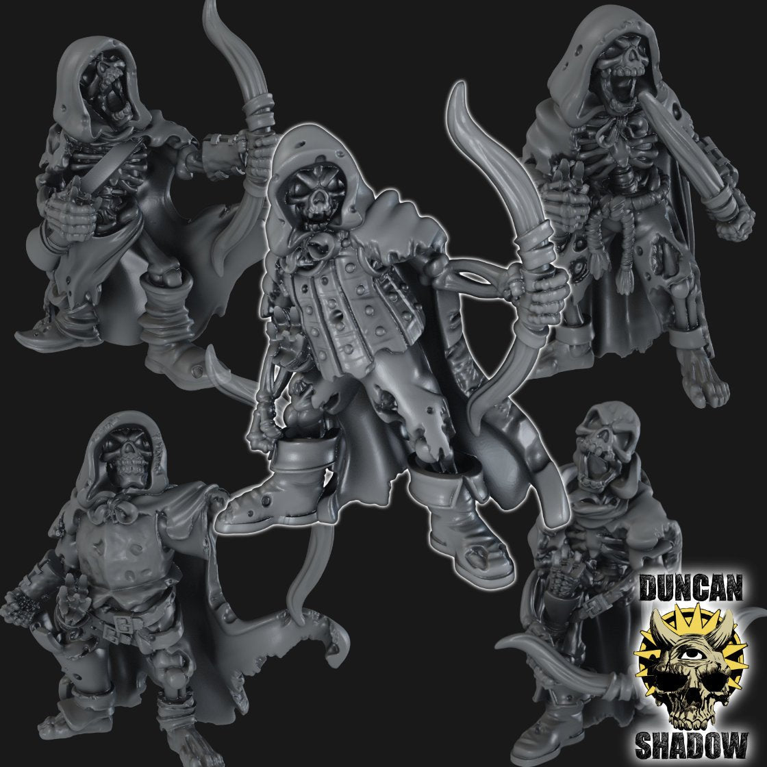 Skeleton Archers Miniature | Set of 5 - Tabletop RPG & D&D miniature. Perfect for wargaming & collectors