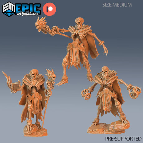 Skeleton Lich Minaiture | Set of 3 - Tabletop RPG & D&D miniature. Perfect for wargaming & collectors
