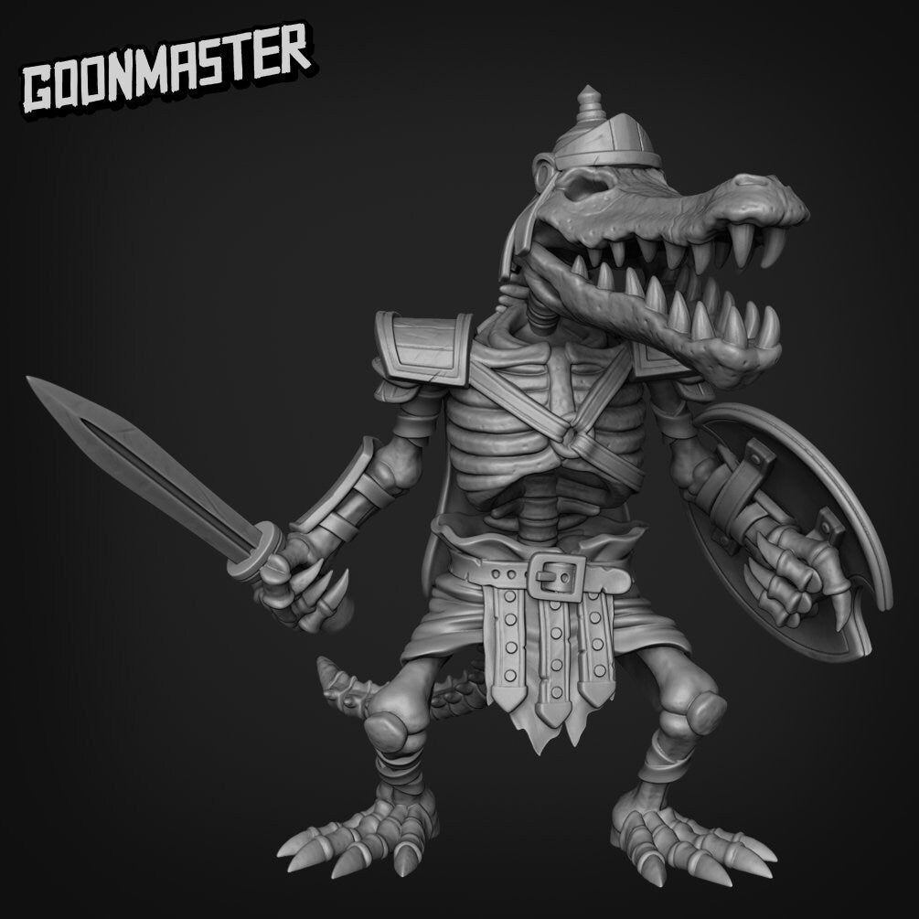 Skeleton Croc Animal Miniature set 2 | A - Tabletop RPG & D&D miniature. Perfect for wargaming & collectors