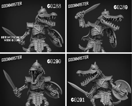 Skeleton Croc Animal Miniature set 2 | set of 4 - Tabletop RPG & D&D miniature. Perfect for wargaming & collectors