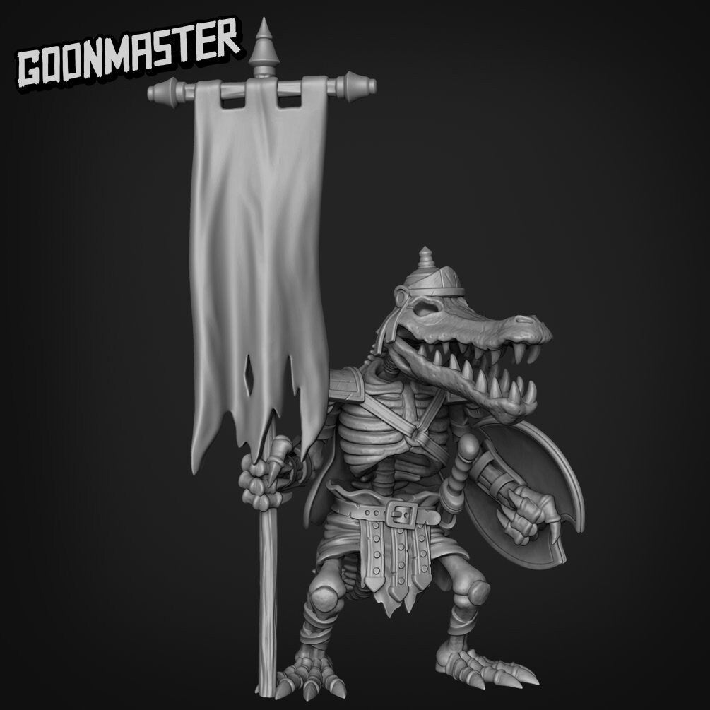 Skeleton Crocodile Miniature | A - Tabletop RPG & D&D miniature. Perfect for wargaming & collectors
