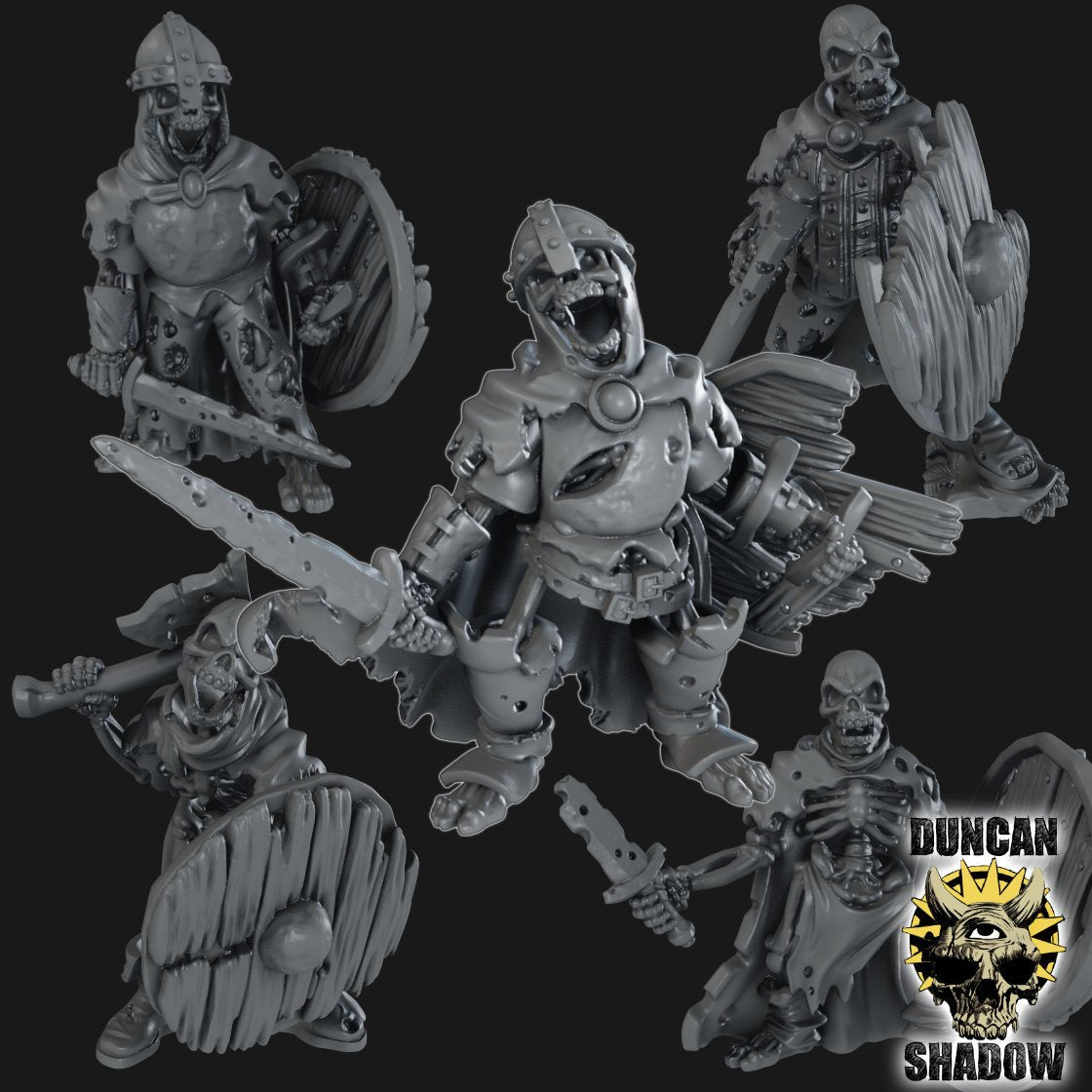 Skeleton Guards Miniature | Set of 5 - Tabletop RPG & D&D miniature. Perfect for wargaming & collectors