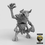 Skeleton Minotaur Miniature | Right - Tabletop RPG & D&D miniature. Perfect for wargaming & collectors