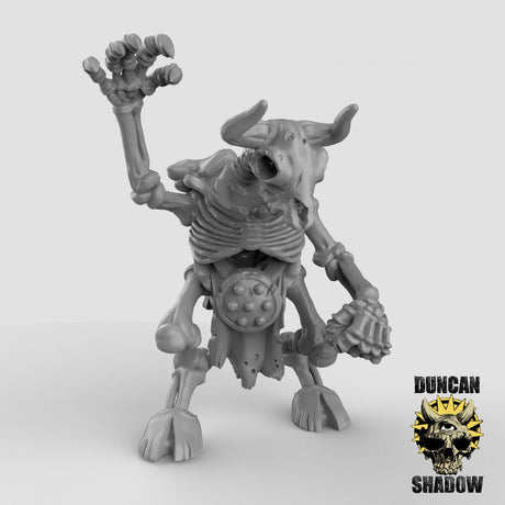 Skeleton Minotaur Miniature | Right - Tabletop RPG & D&D miniature. Perfect for wargaming & collectors