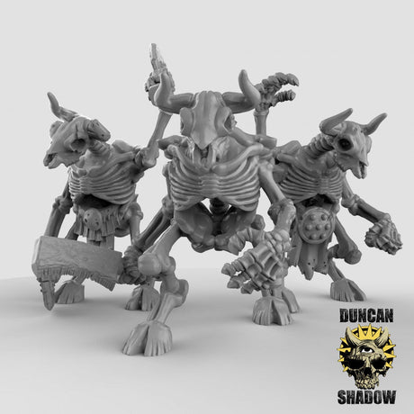 Skeleton Minotaur Miniature | Set of 3 - Tabletop RPG & D&D miniature. Perfect for wargaming & collectors