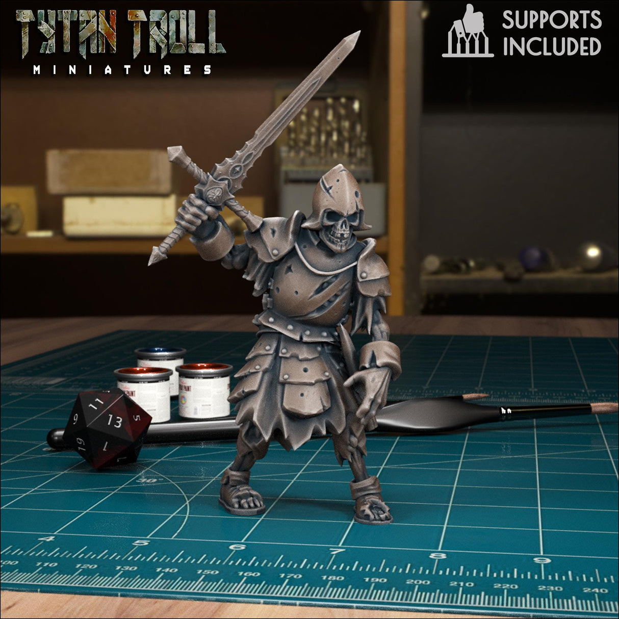 Skeleton Warriors Miniature | Skeleton C - Tabletop RPG & D&D miniature. Perfect for wargaming & collectors