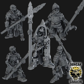 Skeleton with Spears Miniature | Set of 5 - Tabletop RPG & D&D miniature. Perfect for wargaming & collectors