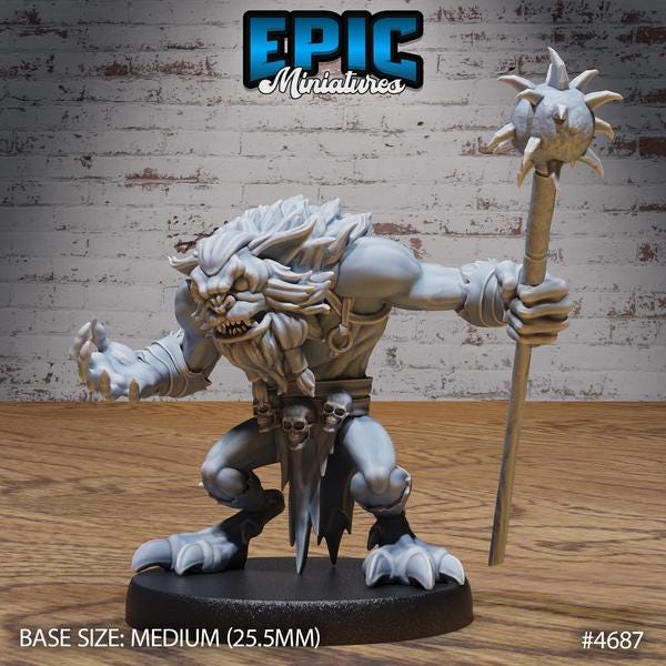 Skull Bear Miniature | 4687 - Tabletop RPG & D&D miniature. Perfect for wargaming & collectors