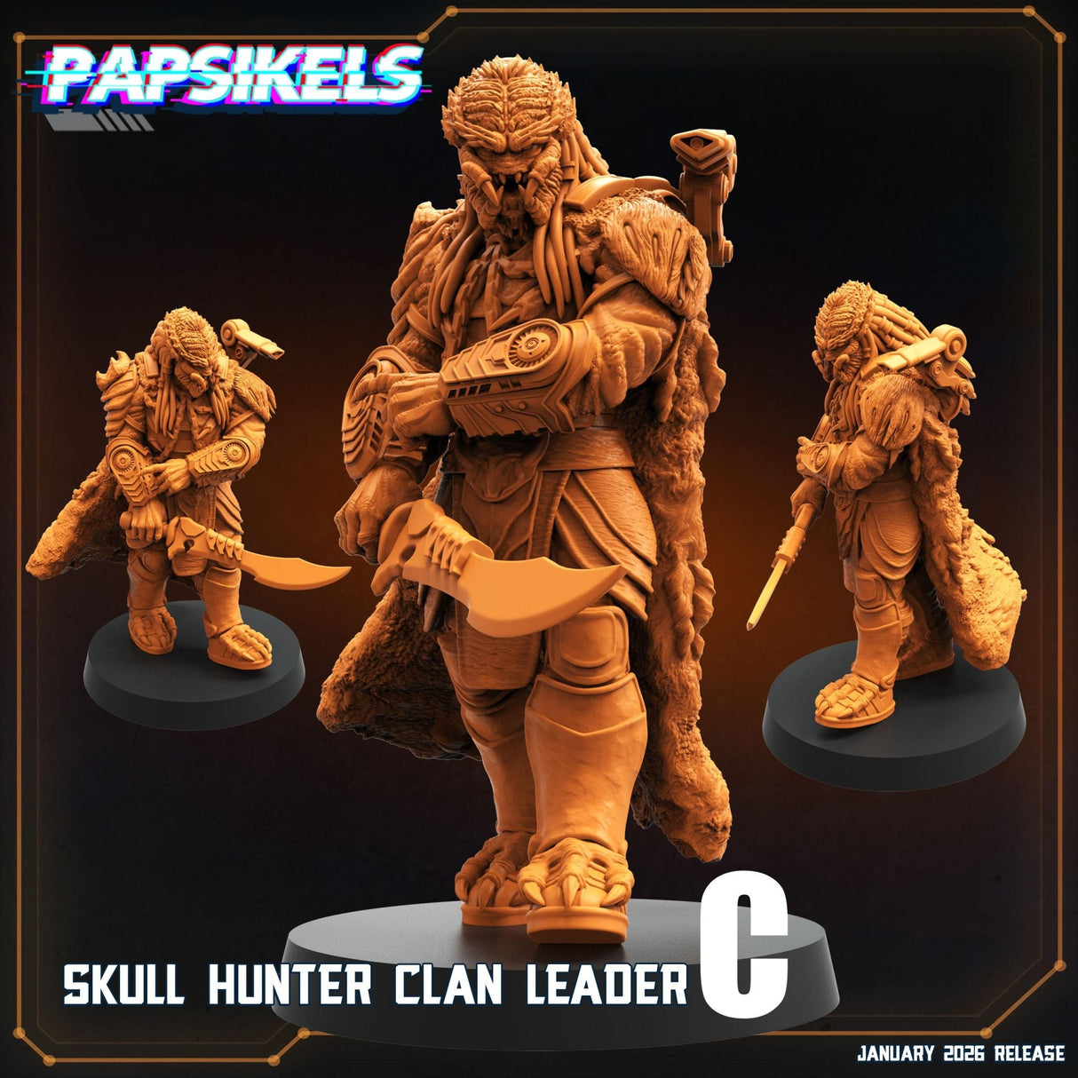 Skull Hunter Clan Leaders | C - Tabletop RPG & D&D miniature. Perfect for wargaming & collectors