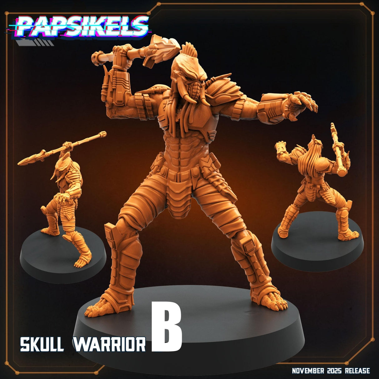 Skull Hunter Warriorsn Skull Hunter Warrior | B - Tabletop RPG & D&D miniature. Perfect for wargaming & collectors
