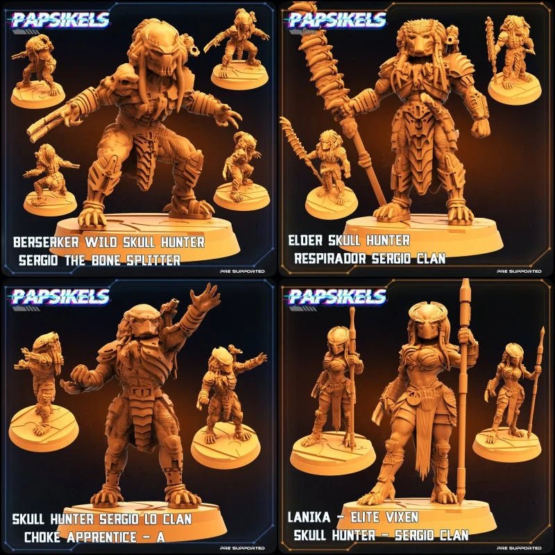 Skull Hunters Miniature | Set of 4 - Tabletop RPG & D&D miniature. Perfect for wargaming & collectors