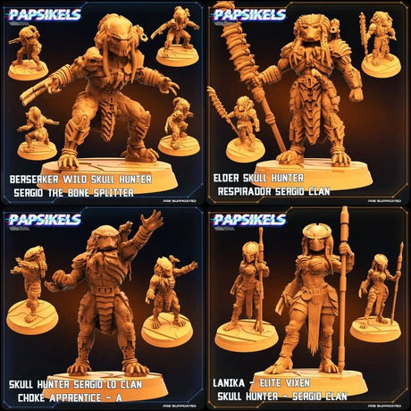 Skull Hunters Miniature | Set of 4 - Tabletop RPG & D&D miniature. Perfect for wargaming & collectors