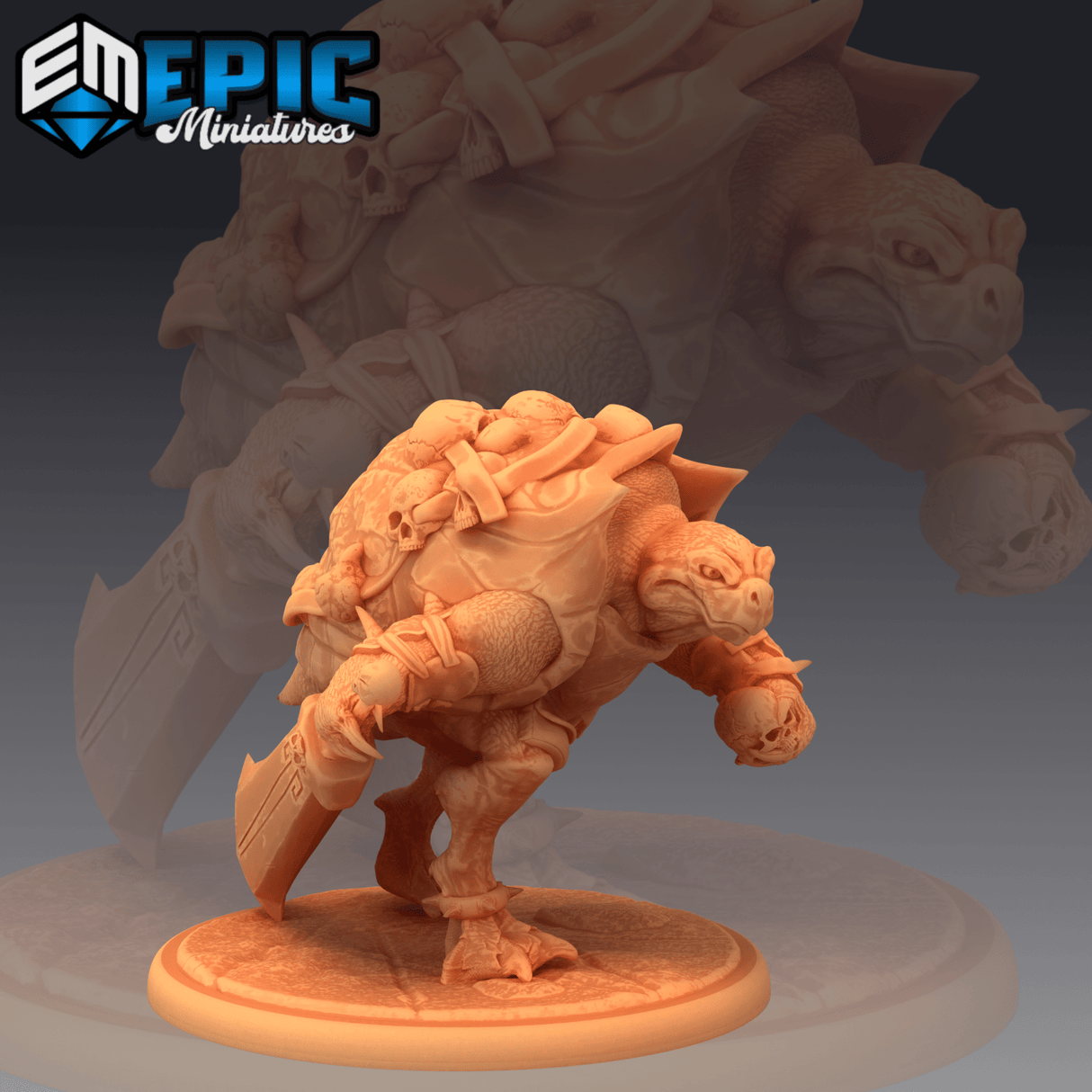 Skull Turtle Miniature | C - Tabletop RPG & D&D miniature. Perfect for wargaming & collectors