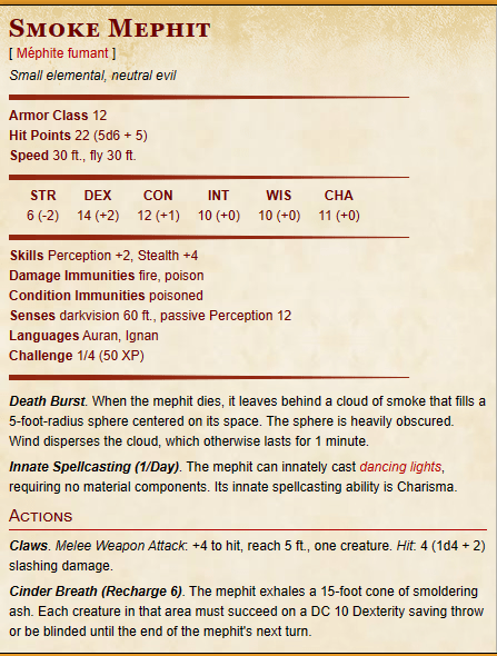 Smoke Mephit Miniature | C - Tabletop RPG & D&D miniature. Perfect for wargaming & collectors