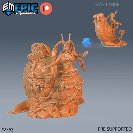 Snail Girl Miniature | B - Tabletop RPG & D&D miniature. Perfect for wargaming & collectors