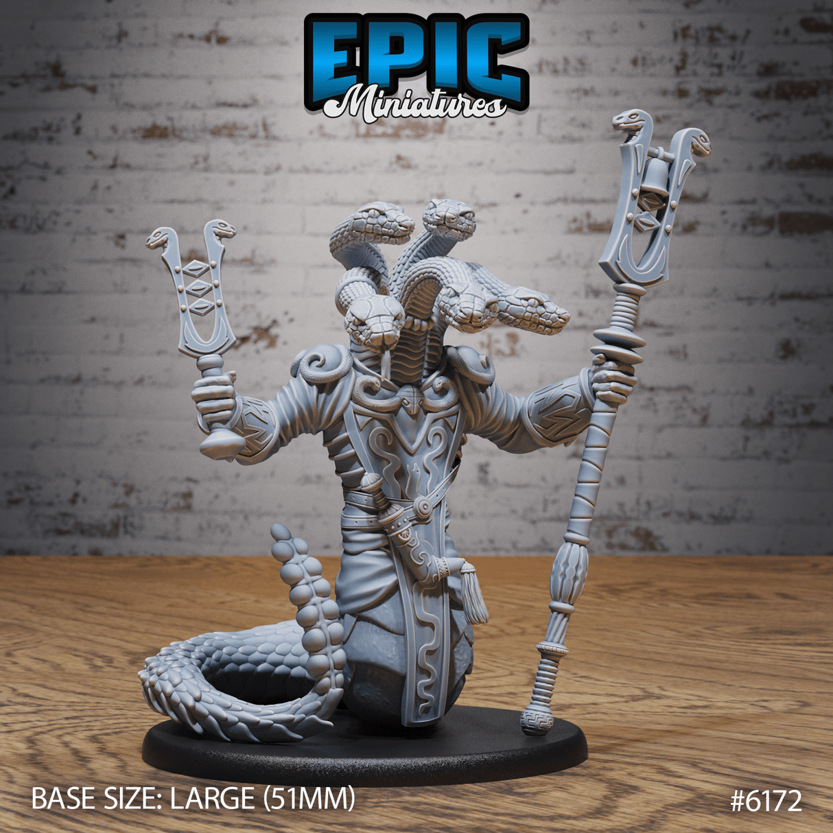 Snake folk Shaman Miniature | 6172 - Tabletop RPG & D&D miniature. Perfect for wargaming & collectors