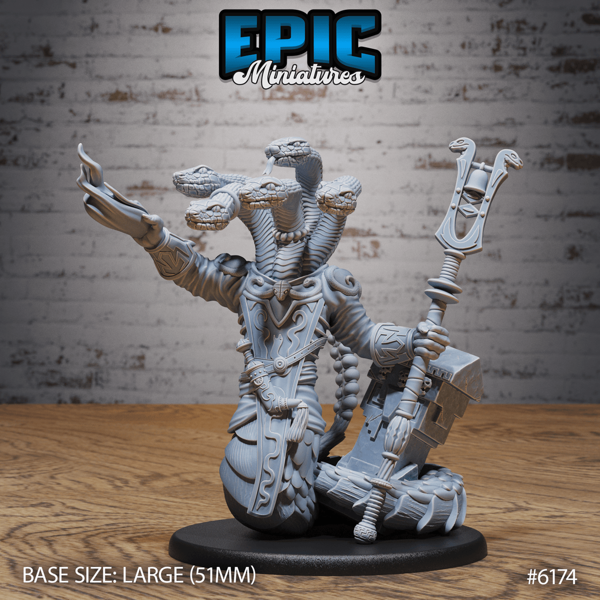 Snake folk Shaman Miniature | 6174 - Tabletop RPG & D&D miniature. Perfect for wargaming & collectors