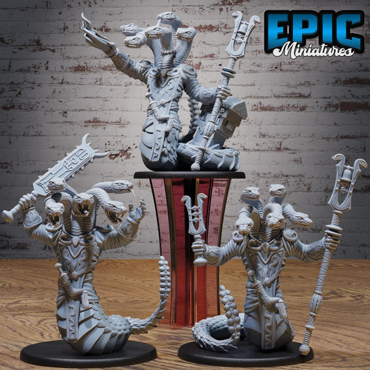 Snake folk Shaman Miniature - Set of 3 - 32mm