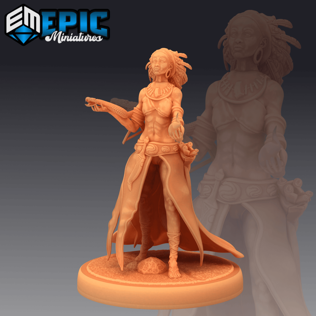 Snake Witch Miniature | A - Tabletop RPG & D&D miniature. Perfect for wargaming & collectors