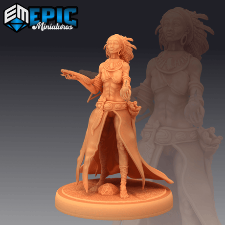 Snake Witch Miniature | A - Tabletop RPG & D&D miniature. Perfect for wargaming & collectors