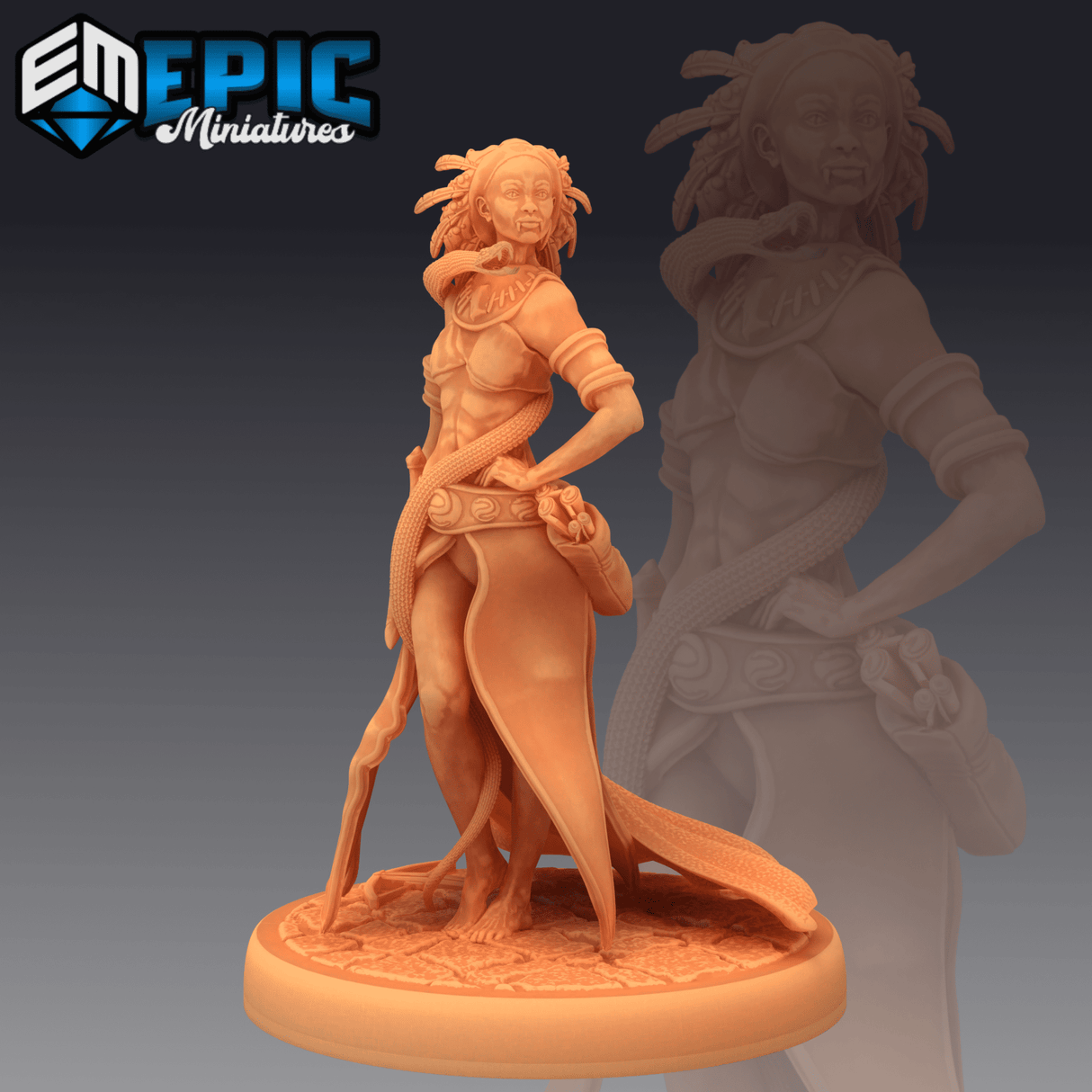 Snake Witch Miniature | C - Tabletop RPG & D&D miniature. Perfect for wargaming & collectors