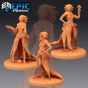 Snake Witch Miniature | Set of 3 - Tabletop RPG & D&D miniature. Perfect for wargaming & collectors