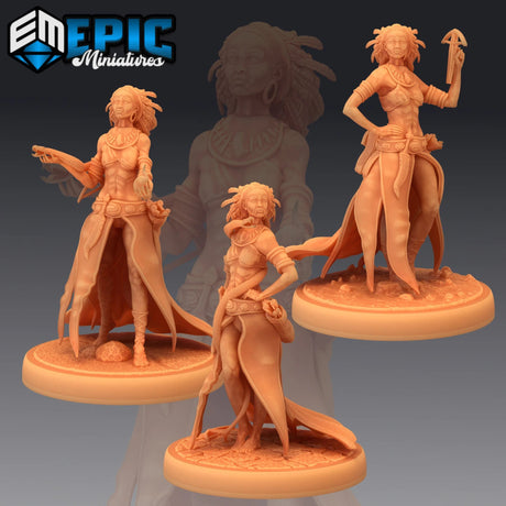 Snake Witch Miniature | Set of 3 - Tabletop RPG & D&D miniature. Perfect for wargaming & collectors