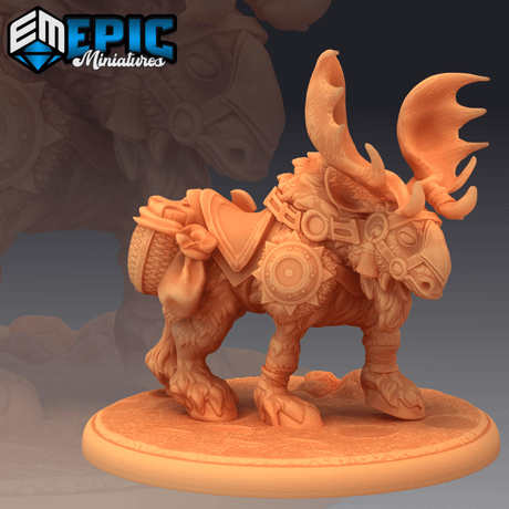 Snow Moose Miniature | A - Tabletop RPG & D&D miniature. Perfect for wargaming & collectors