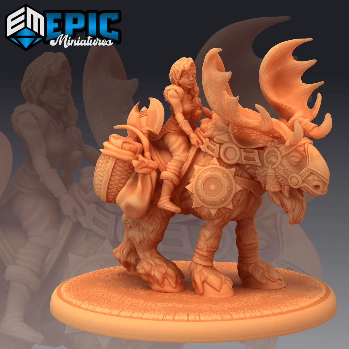Snow Moose Miniature | C - Tabletop RPG & D&D miniature. Perfect for wargaming & collectors