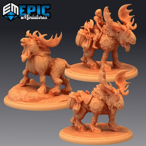 Snow Moose Miniature | Set of 3 - Tabletop RPG & D&D miniature. Perfect for wargaming & collectors