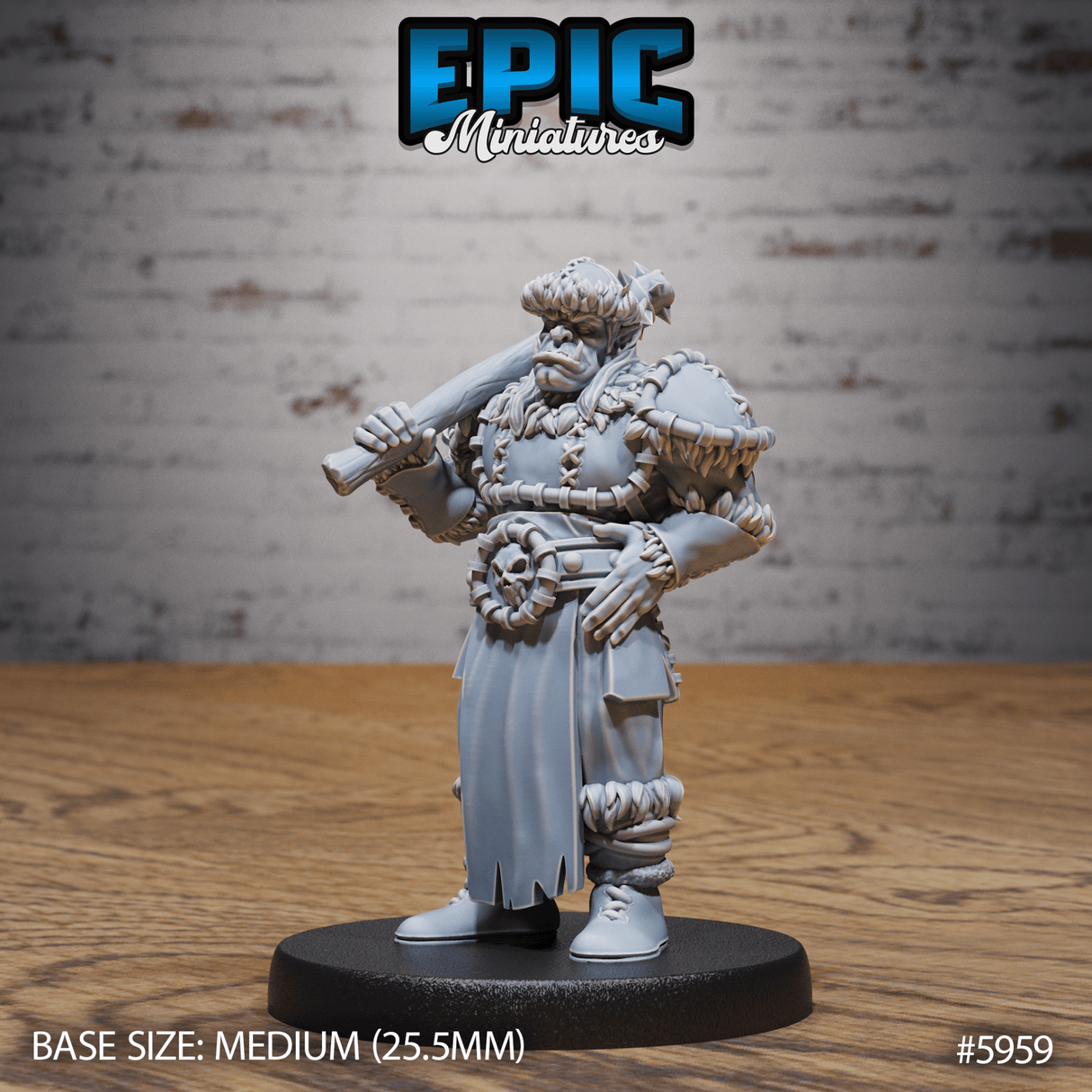 Snow Orc Miniature | B - Tabletop RPG & D&D miniature. Perfect for wargaming & collectors