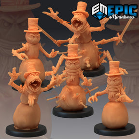 Snowman Miniature | Set of 5 - Tabletop RPG & D&D miniature. Perfect for wargaming & collectors