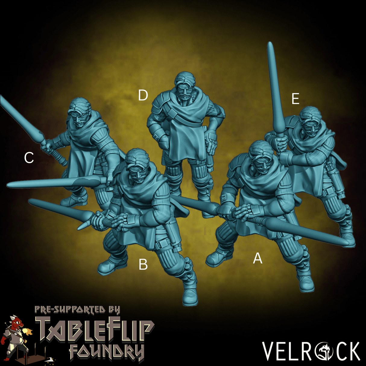 Space Trooper Miniature | Set of 5 - Tabletop RPG & D&D miniature. Perfect for wargaming & collectors