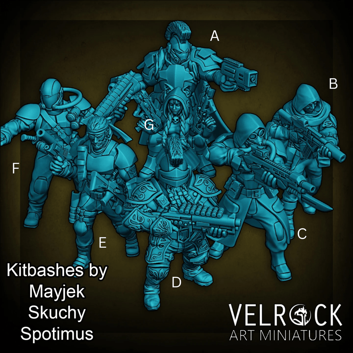 Spacefarers kitbashes Miniature | Set of 7 - Tabletop RPG & D&D miniature. Perfect for wargaming & collectors