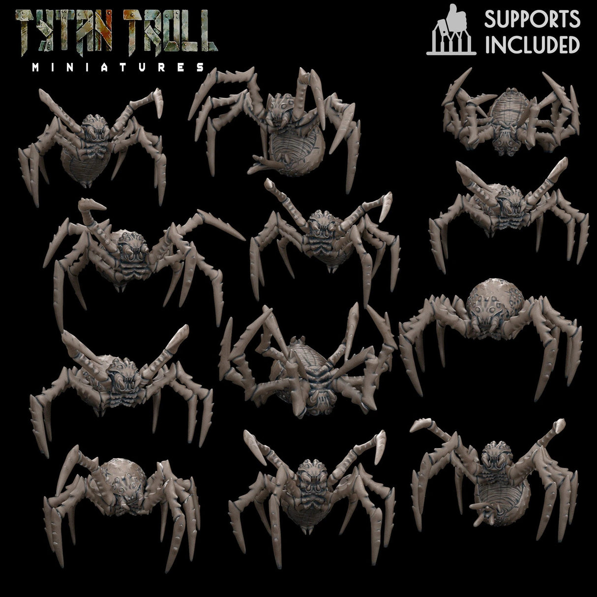 Spider Bundle Miniature | Set of 12 - Tabletop RPG & D&D miniature. Perfect for wargaming & collectors