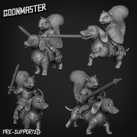 SquirelFolk Rider Paladin Miniature | Set of 4 - Tabletop RPG & D&D miniature. Perfect for wargaming & collectors