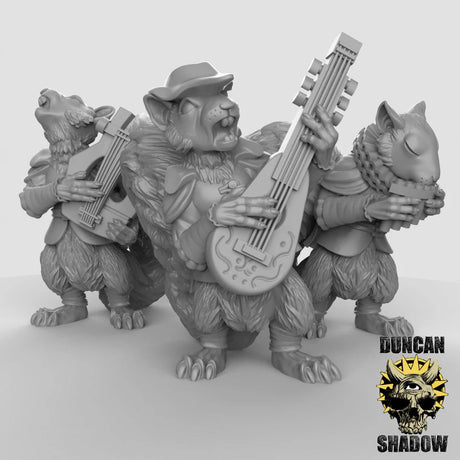 Squirrel Bard Miniature | Set of 3 - Tabletop RPG & D&D miniature. Perfect for wargaming & collectors