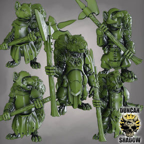 Squirrel Folk with Polearms Miniature | Set of 5 - Tabletop RPG & D&D miniature. Perfect for wargaming & collectors