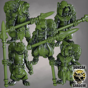 Squirrel Folk with Spears Miniature | Set of 5 - Tabletop RPG & D&D miniature. Perfect for wargaming & collectors