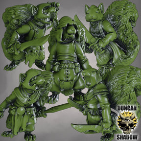 Squirrel Folk with Swords Miniature | Set of 5 - Tabletop RPG & D&D miniature. Perfect for wargaming & collectors