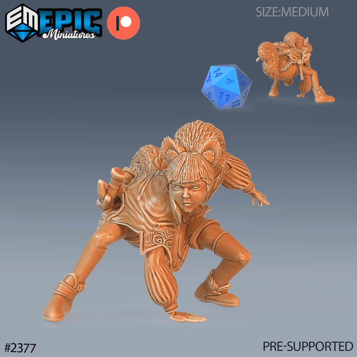 Squirrel Girl Miniature | B - Tabletop RPG & D&D miniature. Perfect for wargaming & collectors