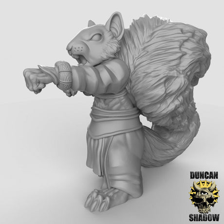 Squirrel monk Miniature | Right - Tabletop RPG & D&D miniature. Perfect for wargaming & collectors