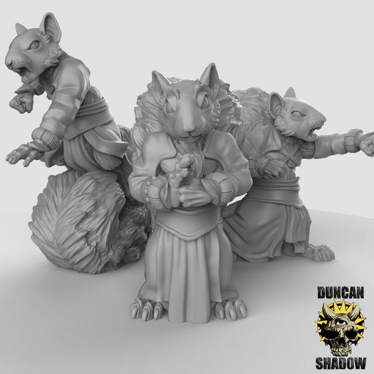 Squirrel monk Miniature - Set of 3 - 28mm