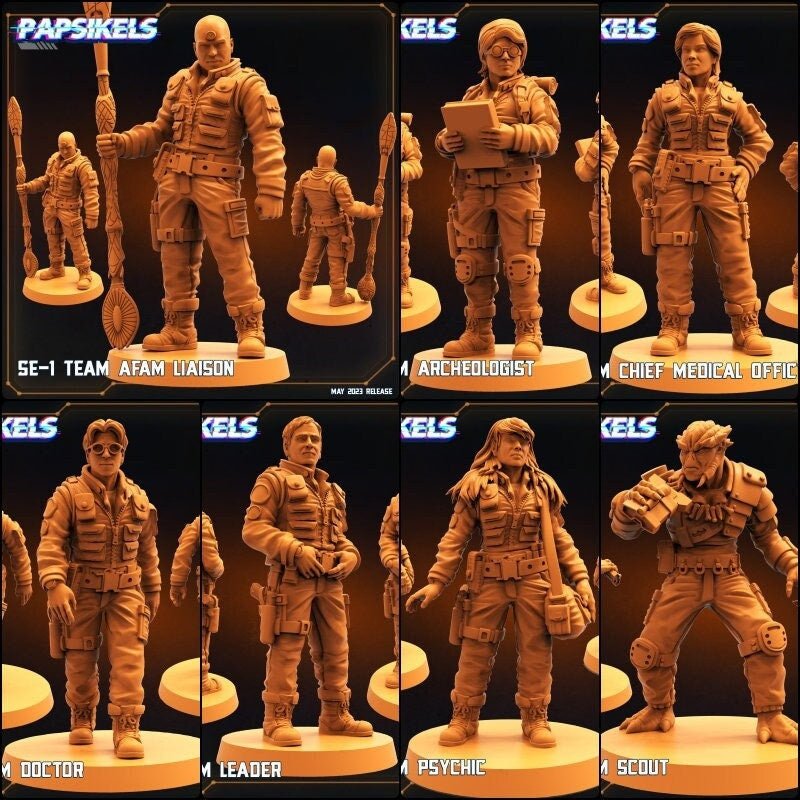 Star Enterance Expedition Team Miniature | Full Set All Models - Tabletop RPG & D&D miniature. Perfect for wargaming & collectors