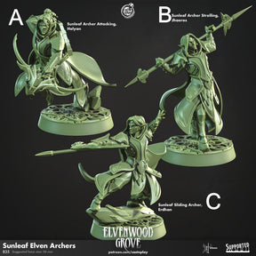 Sunleaf Elven Archers Miniature | A - Tabletop RPG & D&D miniature. Perfect for wargaming & collectors