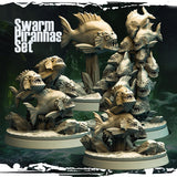 Swarm Piranhas Miniature | Full Set All Models - Tabletop RPG & D&D miniature. Perfect for wargaming & collectors